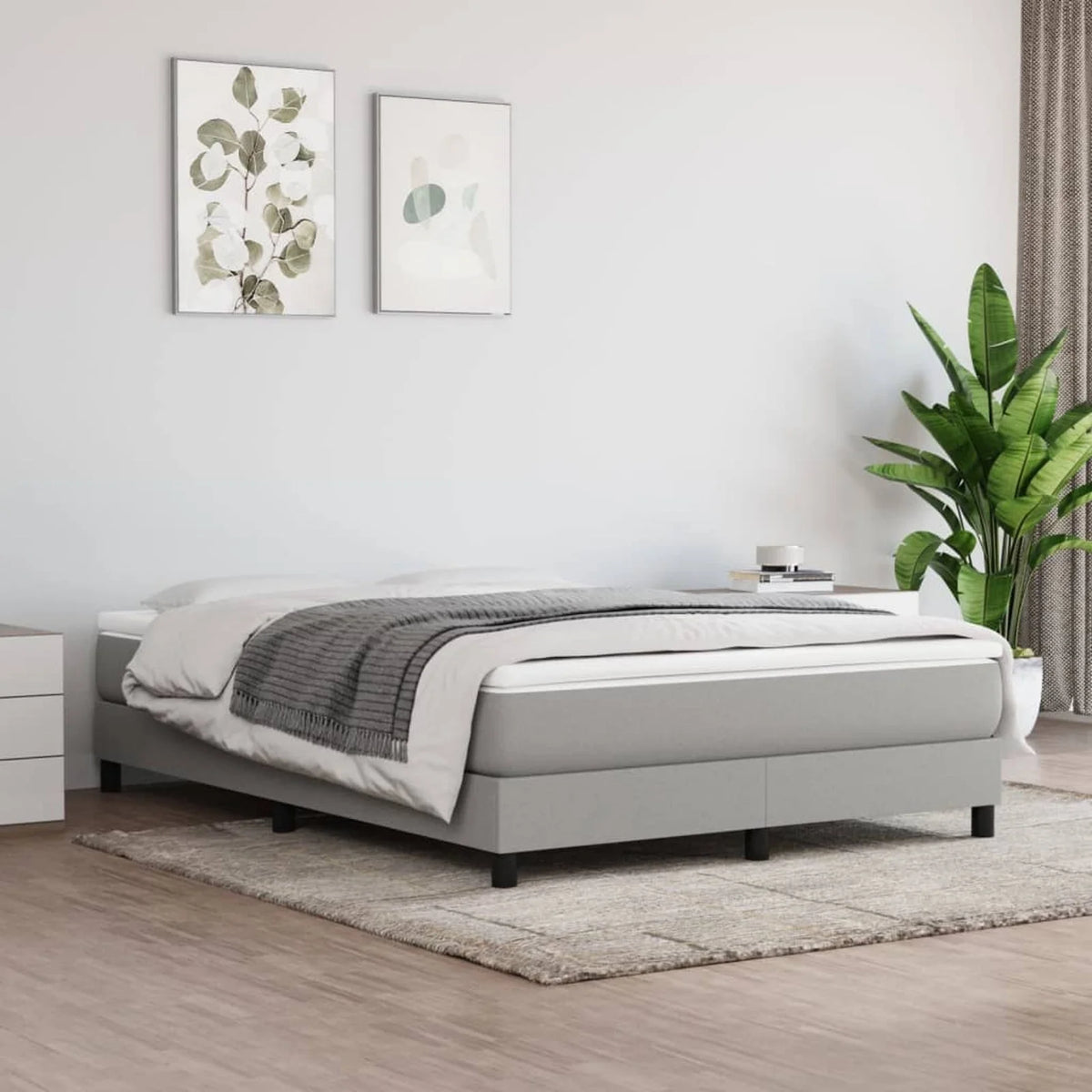Queen Size Fabric Platform Bed Frame with Wooden Slat Support G387