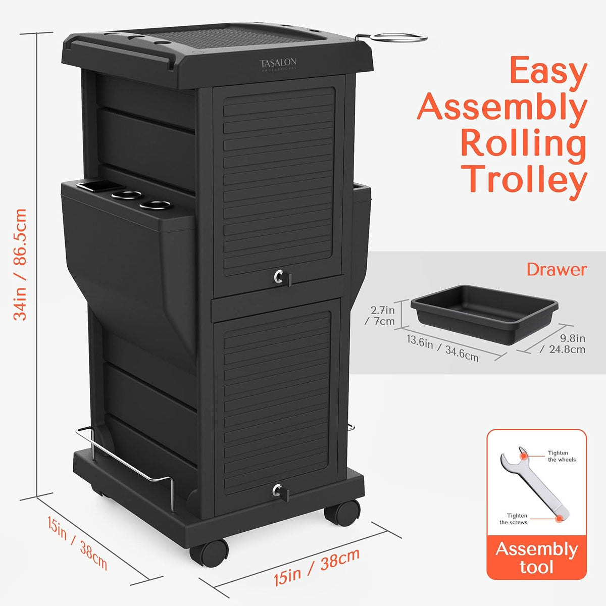 Salon Trolley Cart with 6 Trays Y641739