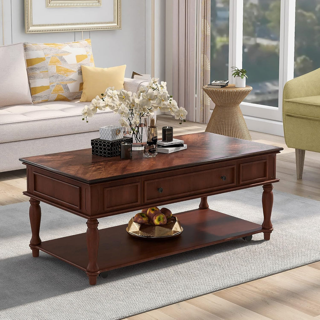 Gray Wood Coffee Table with Drawer and Storage Shelf H991432