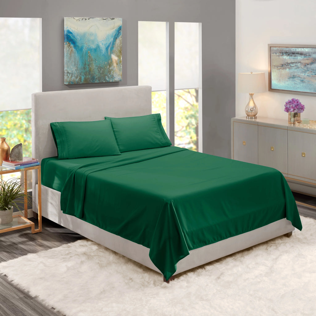 Queen Size Hunter Green Microfiber Fitted Sheet A109