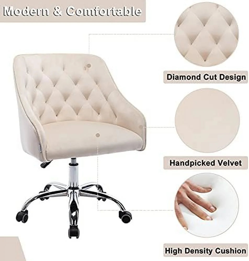 Velvet Upholstered Tufted Desk Chair W823966