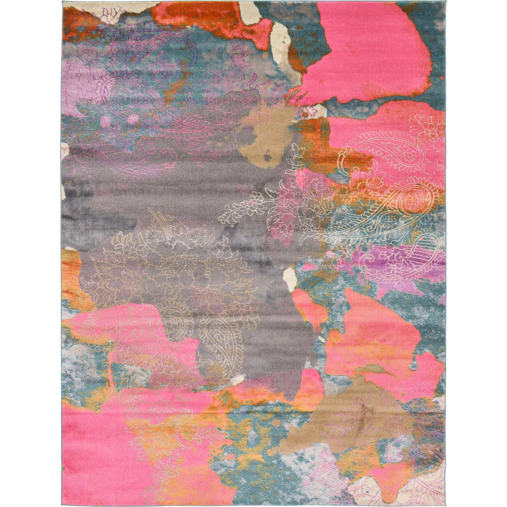 Gray Blue 9' x 12' Abstract Contemporary Rug X11073