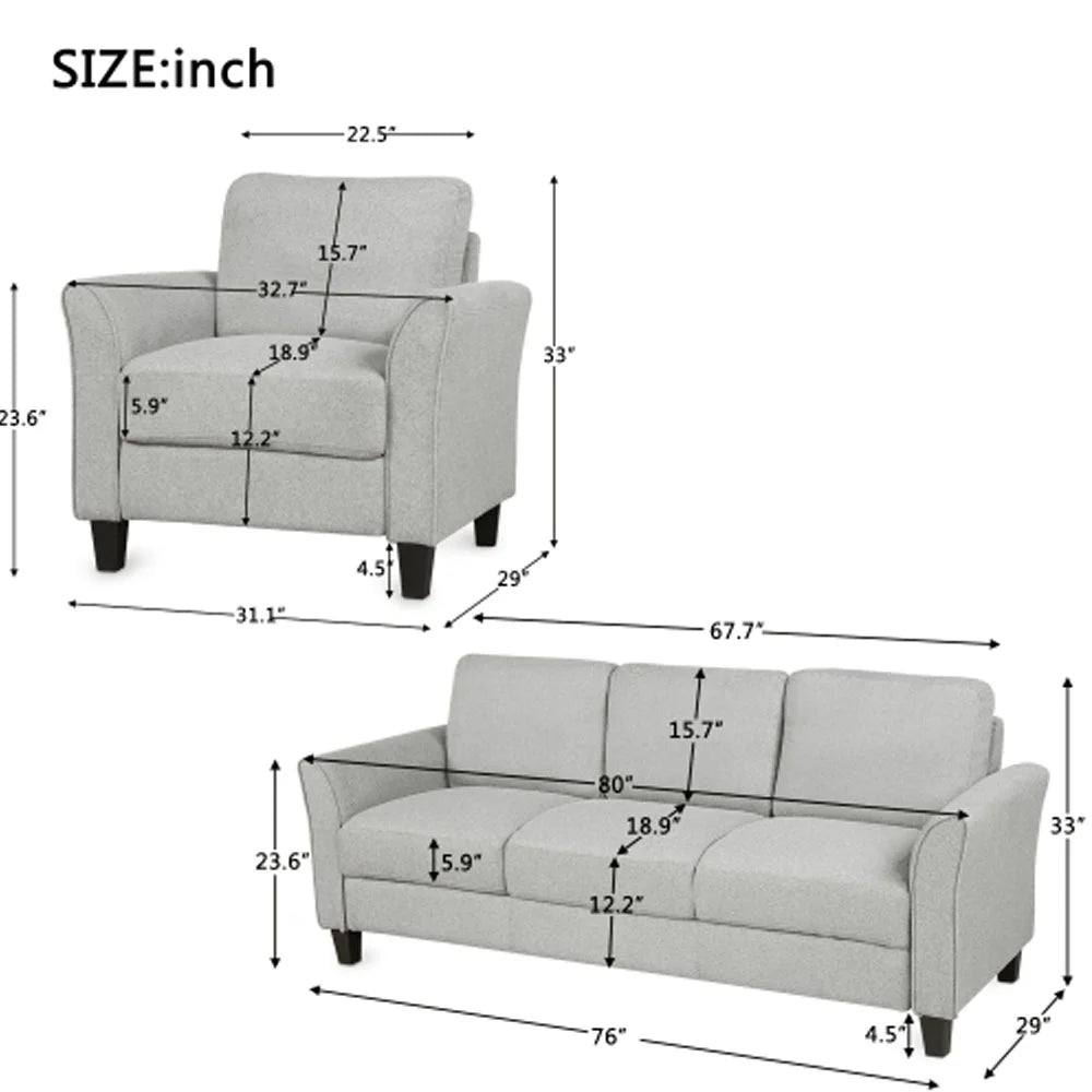 Light Gray Chair and 3-seat Sofa N5227