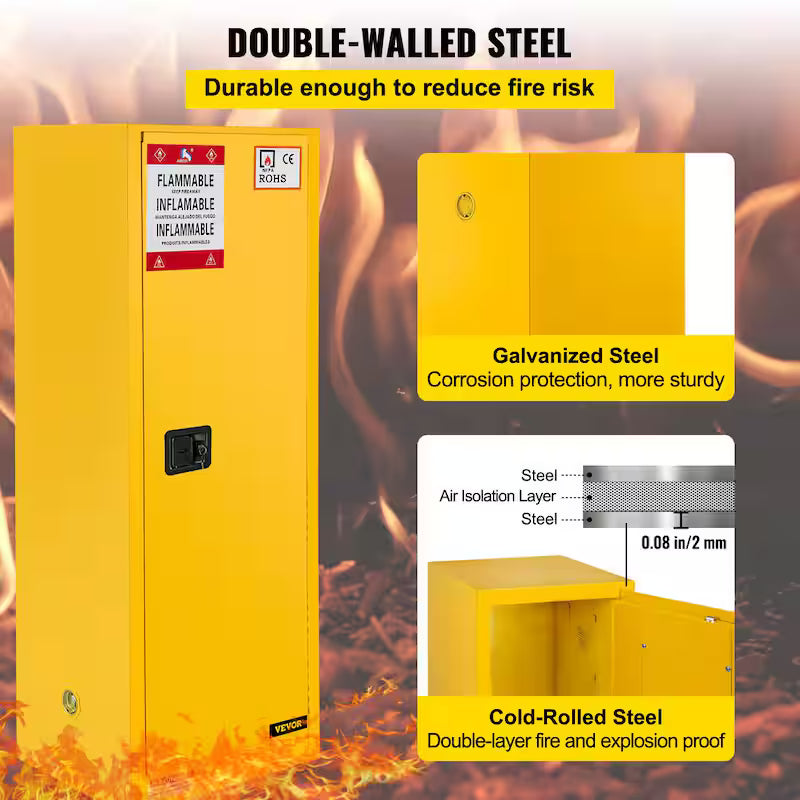Yellow Galvanized Steel Safety Cabinet U938