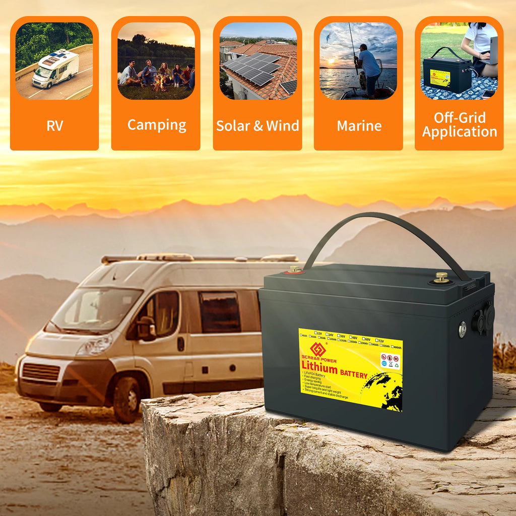 12V 100Ah LiFePO4 Lithium Battery with 100A BMS H562664