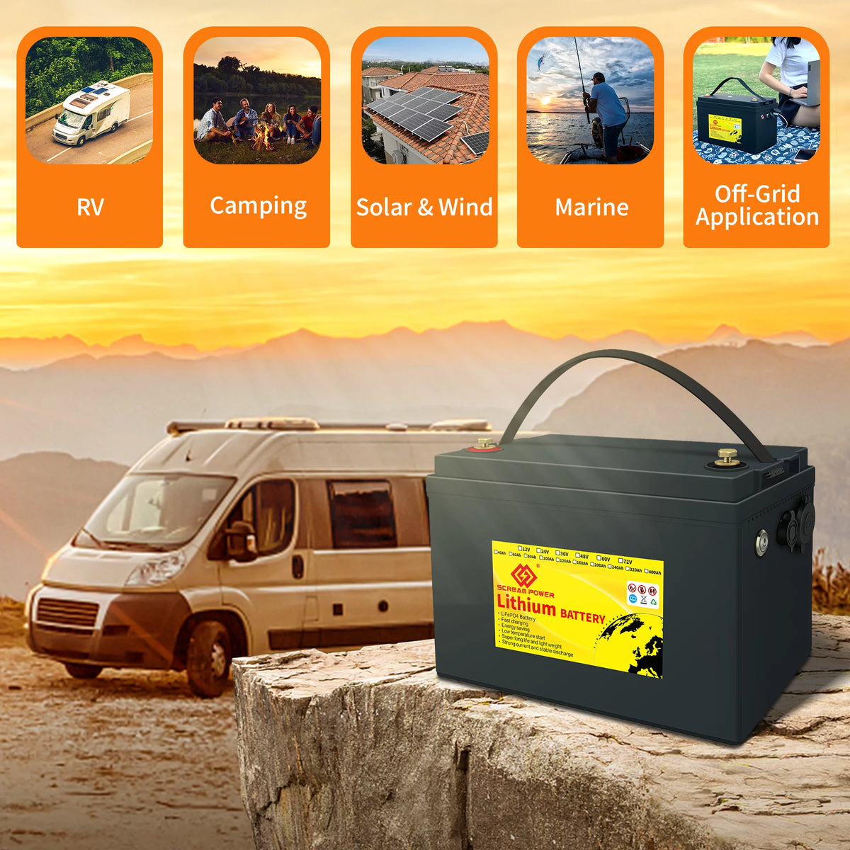 12V 100Ah LiFePO4 Lithium Battery with 100A BMS H562664