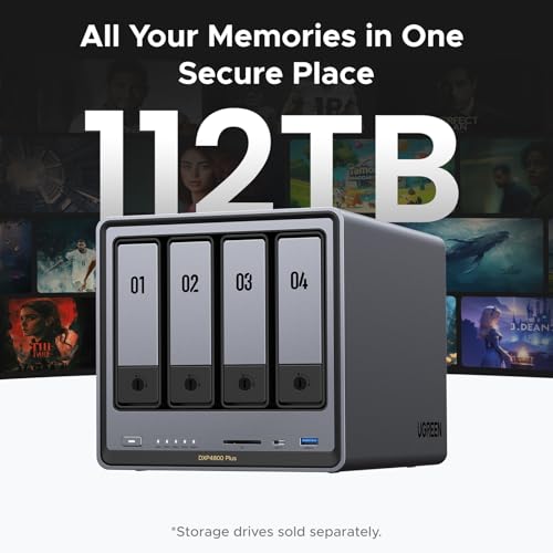 4-Bay Desktop NAS, 8GB DDR5 RAM, 128G SSD, Network Attached Storage (Diskless) C8211