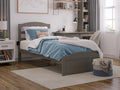 14" Twin XL Grey Wood Platform Bed Frame with Headboard and Footboard Z672