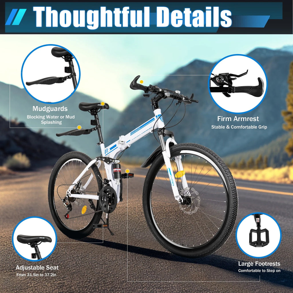26 Inch 21 Speed Folding Mountain Bike W506969