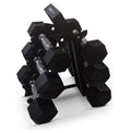Black Hexagonal Non Slip Dumbbell Set with Folding Storage Rack Z8991