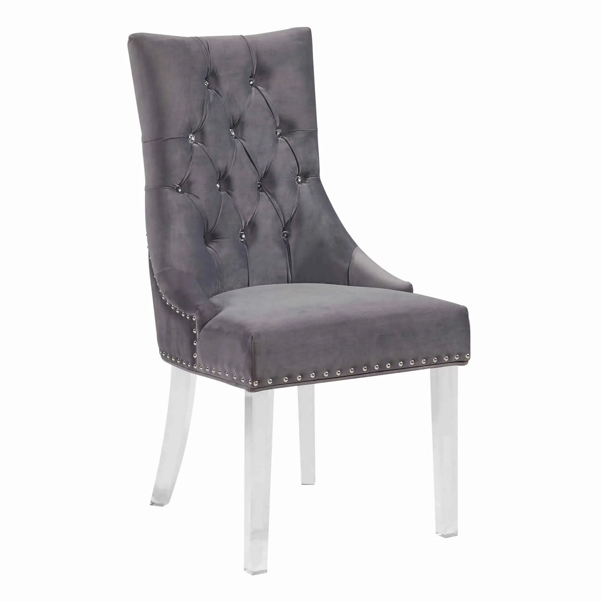 Velvet Button Tufted Dining Chair with Acrylic Legs Y462