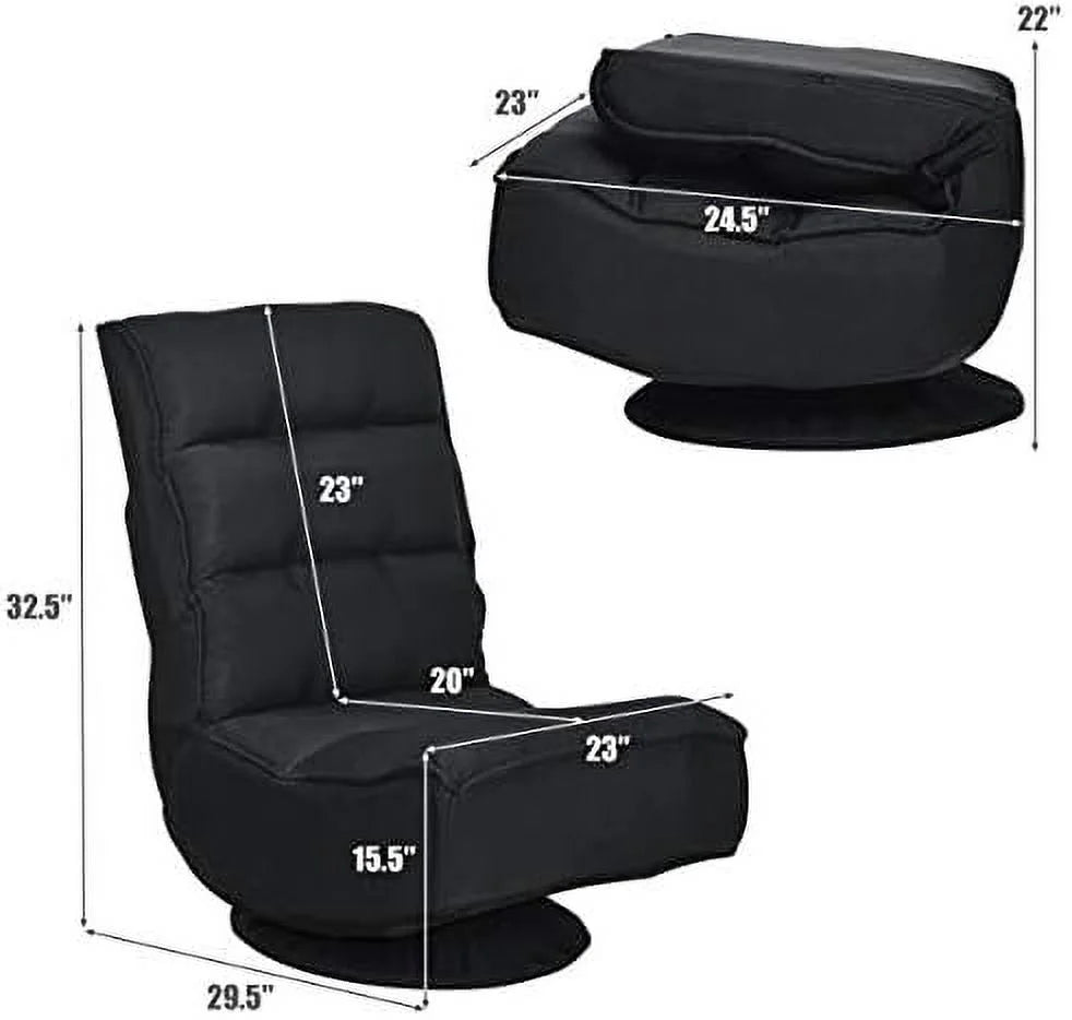 Folding Swivel Floor Chair with 6 Positions Adjustable N377
