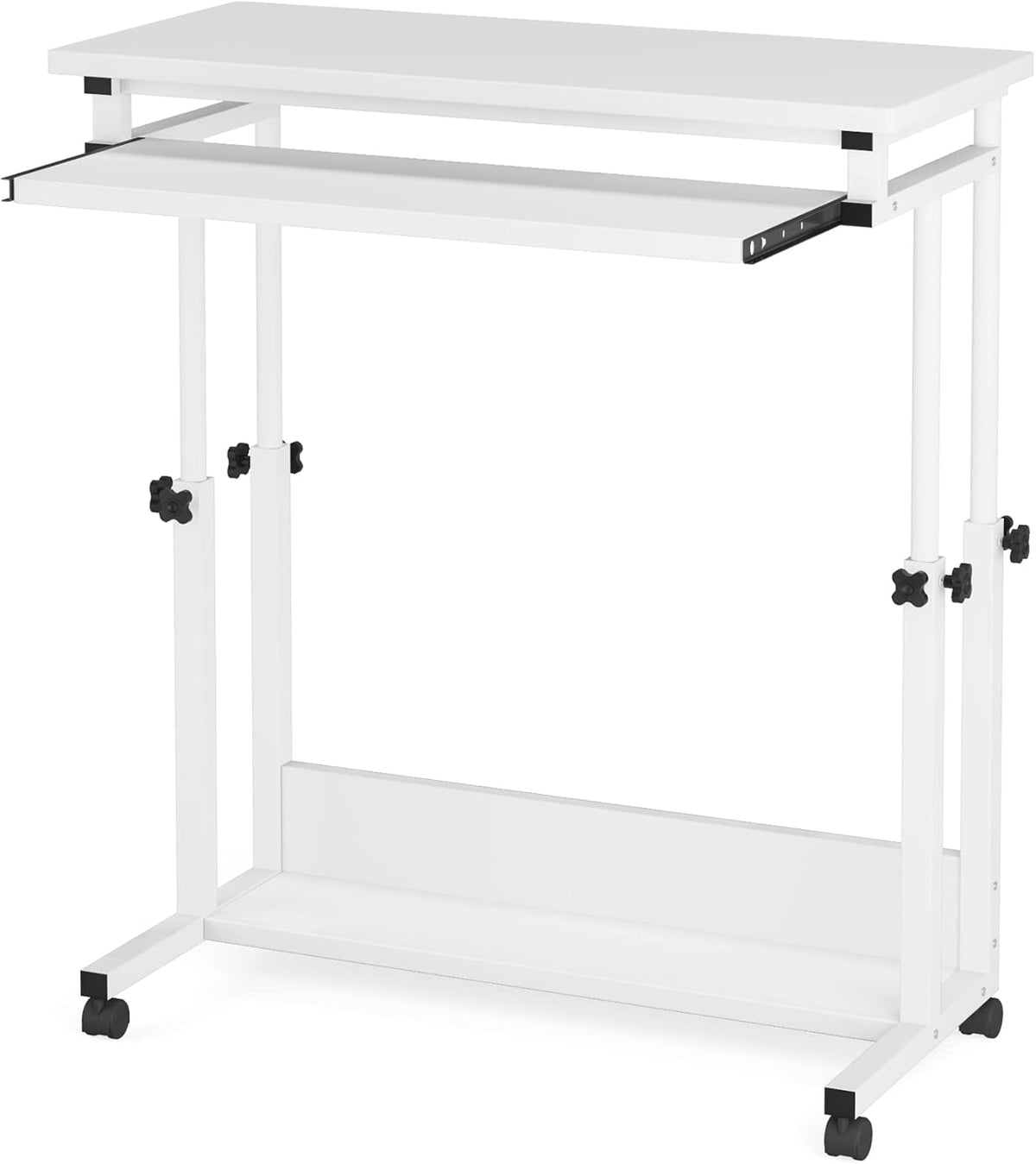 Height Adjustable Portable Desk with Keyboard Tray on Wheels N12576