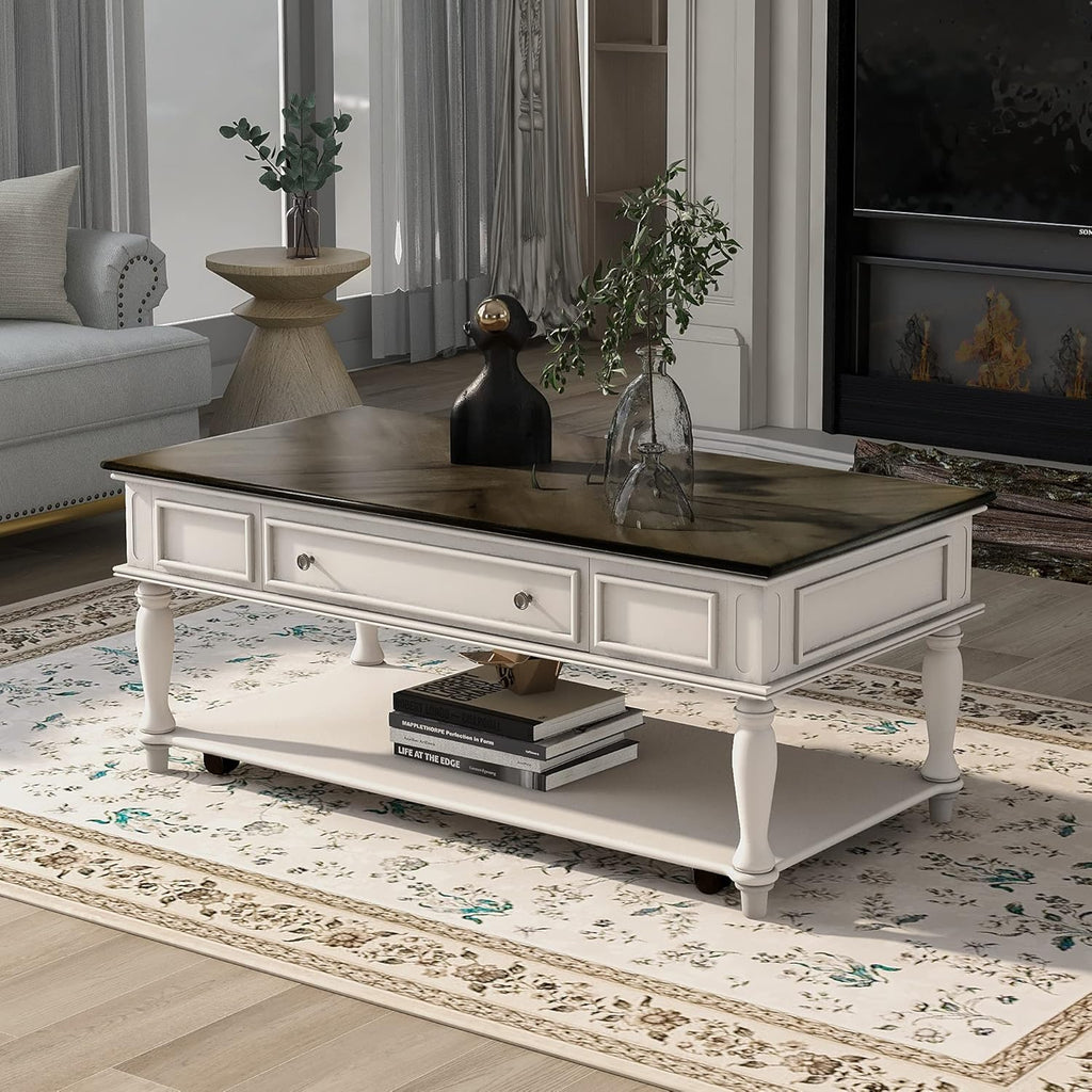 Gray Wood Coffee Table with Drawer and Storage Shelf H991432