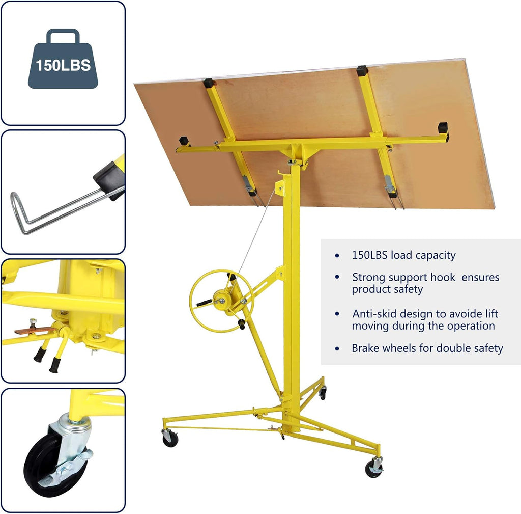 Drywall Lift Rolling Panel Hoist Jack Lifter 11FT P504324