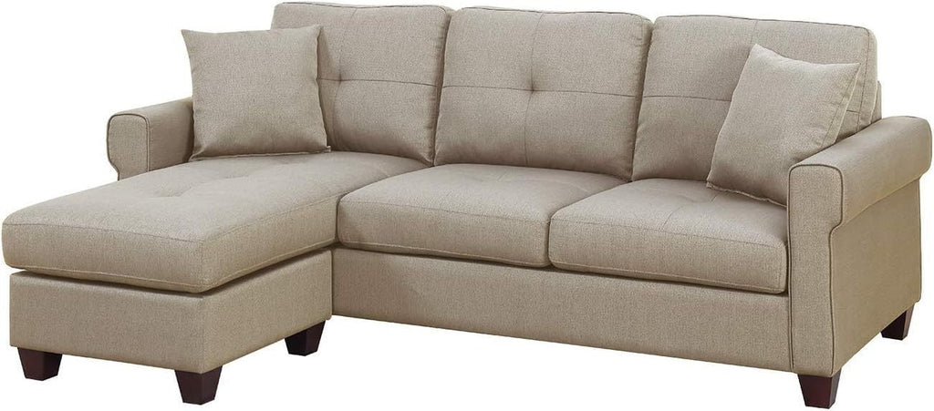 Beige Tufted Cushion Sectional Sofa Chaise T88587