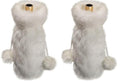 White Faux Fur Drawstring Wine Bottle Cover Bag M6018