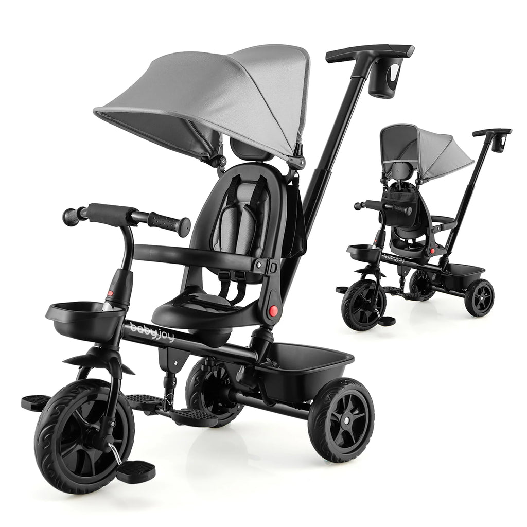 4-in-1 Toddler Tricycle with Adjustable Push Handle F93593