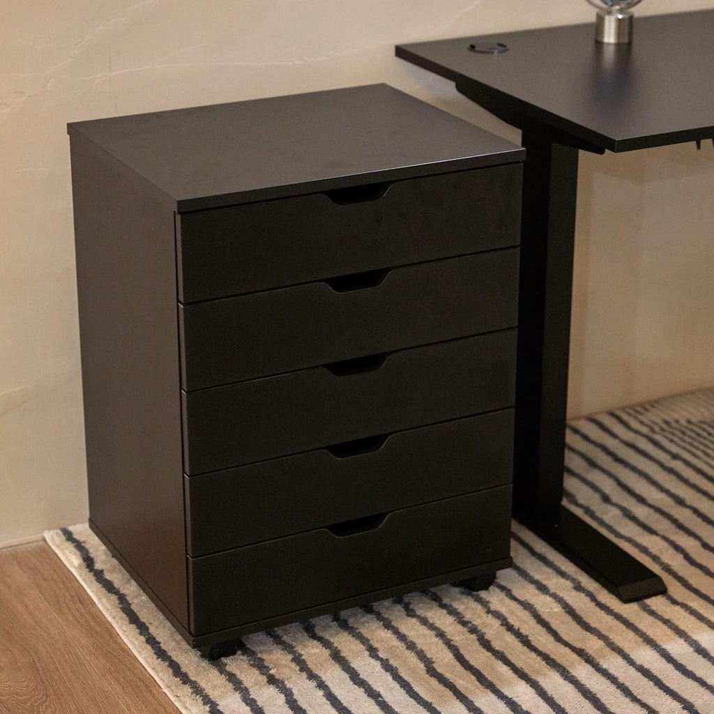 White 5 Drawer File Cabinet with Casters J2911