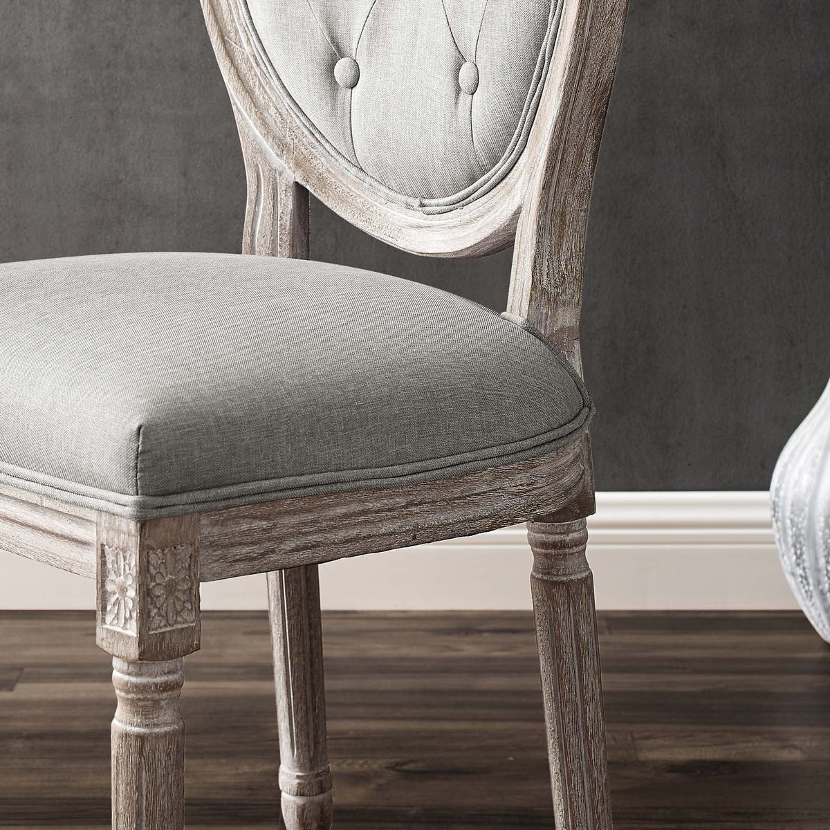 Light Grey Fabric Wood Dining Chair Z654479