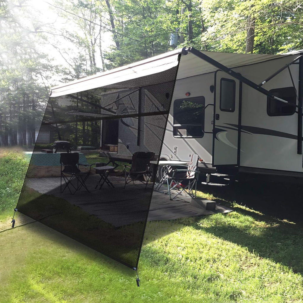 Black Mesh UV Blocker RV Awning Sun Shade Screen 15' x 9' A994621