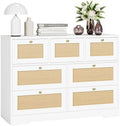 White 7 Drawer Rattan Dresser with Gold Handles L4435