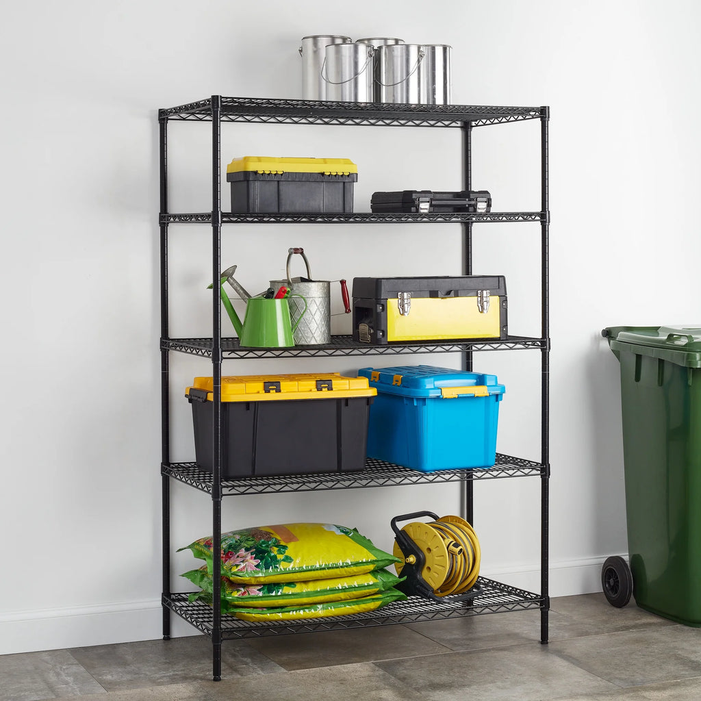 Steel 5-Tier Storage Shelf Unit Black X360