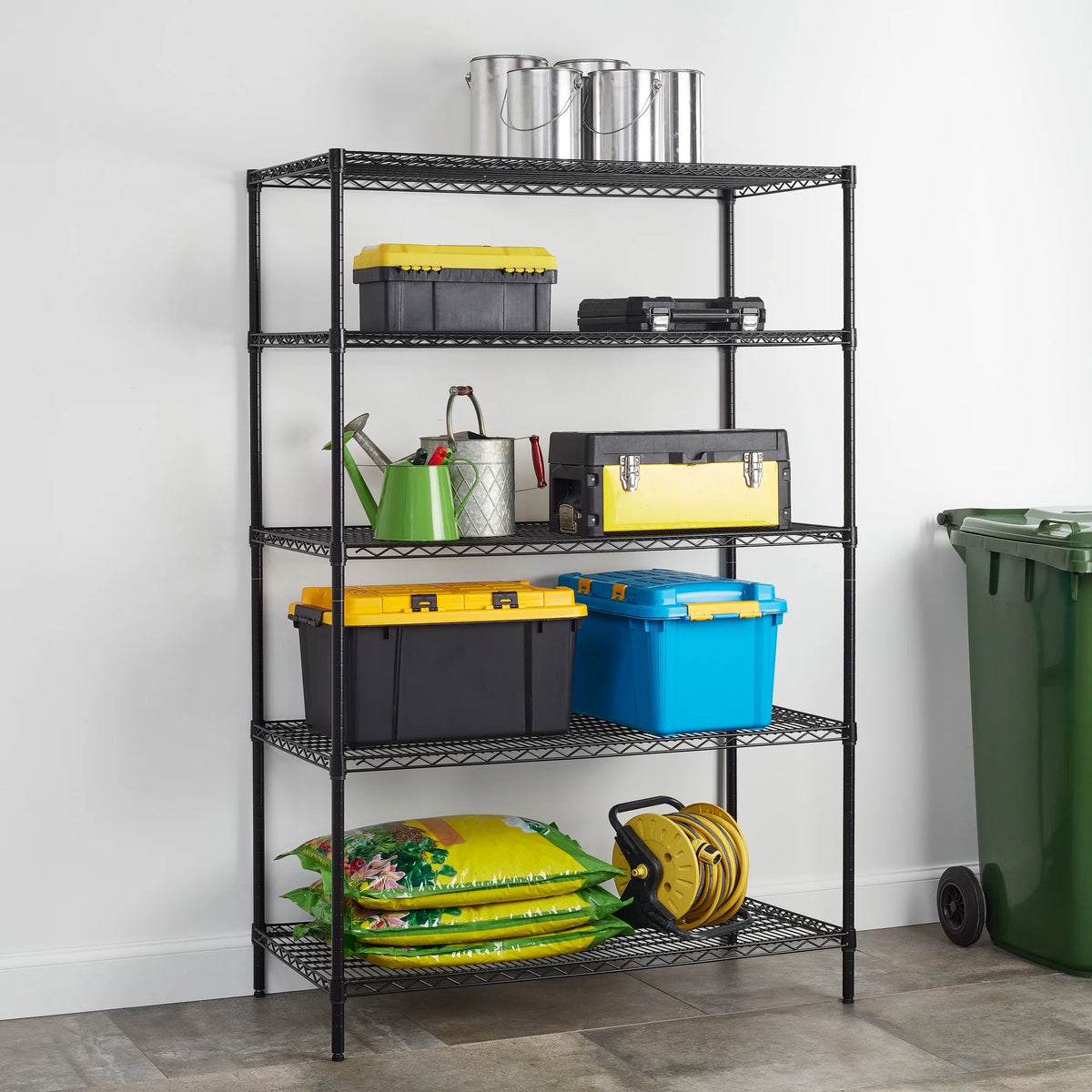 Steel 5-Tier Storage Shelf Unit Black X360