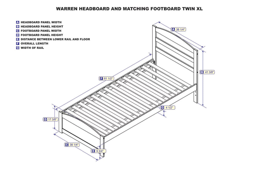 14" Twin XL Grey Wood Platform Bed Frame with Headboard and Footboard Z672