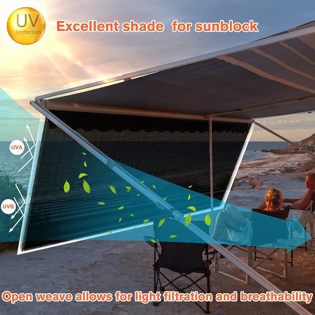 8'X15' Black Mesh RV Awning Sun Shade Screen D4748