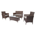 Black 4 Piece Wicker Patio Conversation Set with Cushions O5004