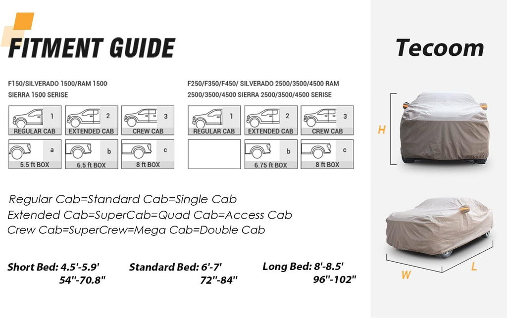 Waterproof Windproof Truck Car Cover with Straps Pack of 2 D120324