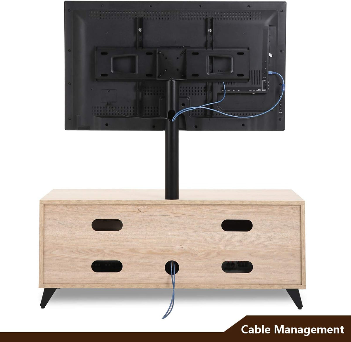 Rolling Wood Corner TV Console Stand with Wheels and Cabinets for up to 60 inch TVs, Walnut G9304