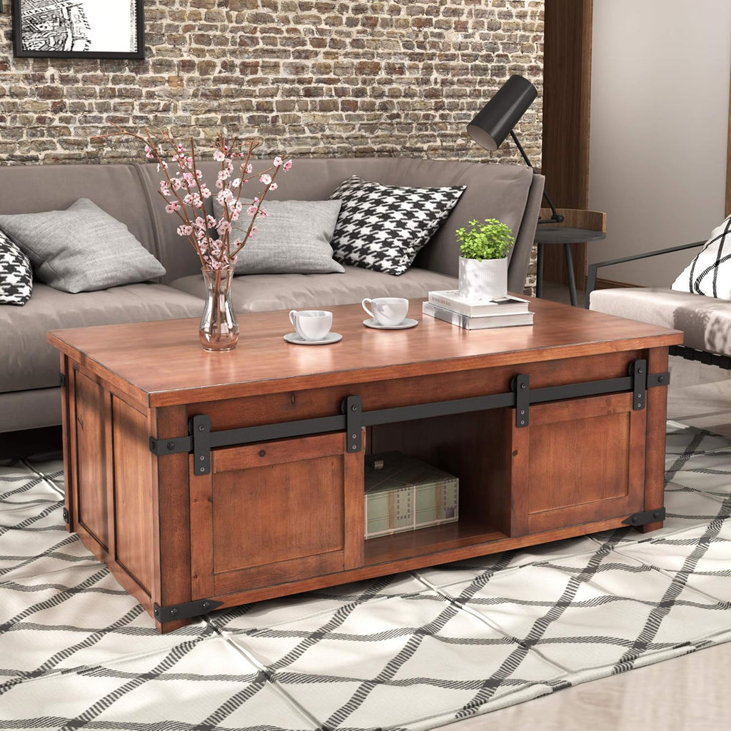 Gray Wood Coffee Table with Drawer and Storage Shelf H991432