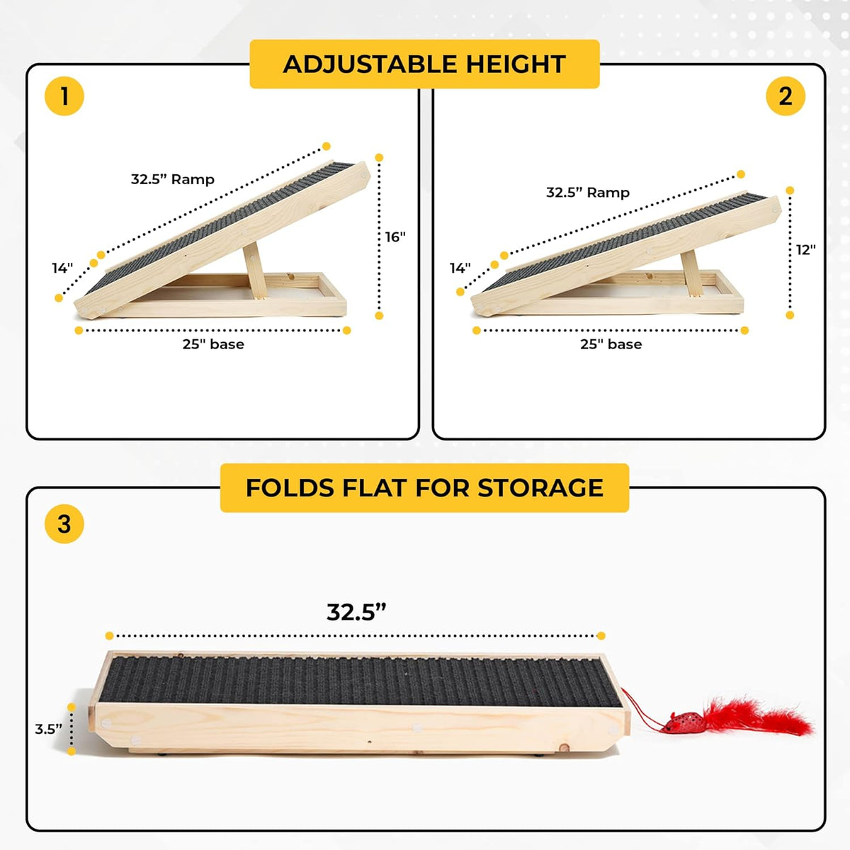 2-in-1 Cat Ramp & Cat Scratcher with Replaceable Carpet G859