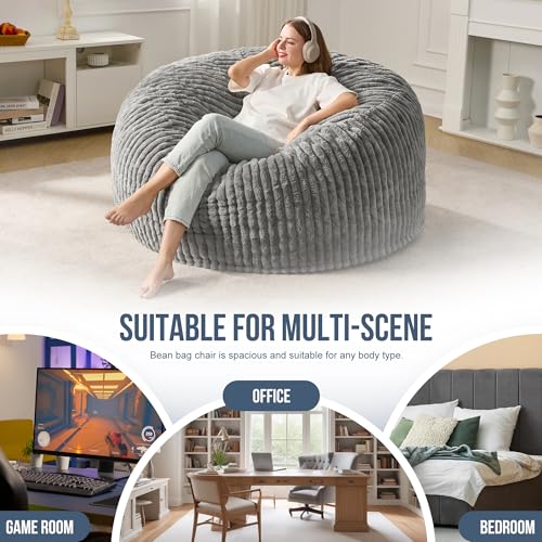 5ft Black Plush Bean Bag Chair T485147