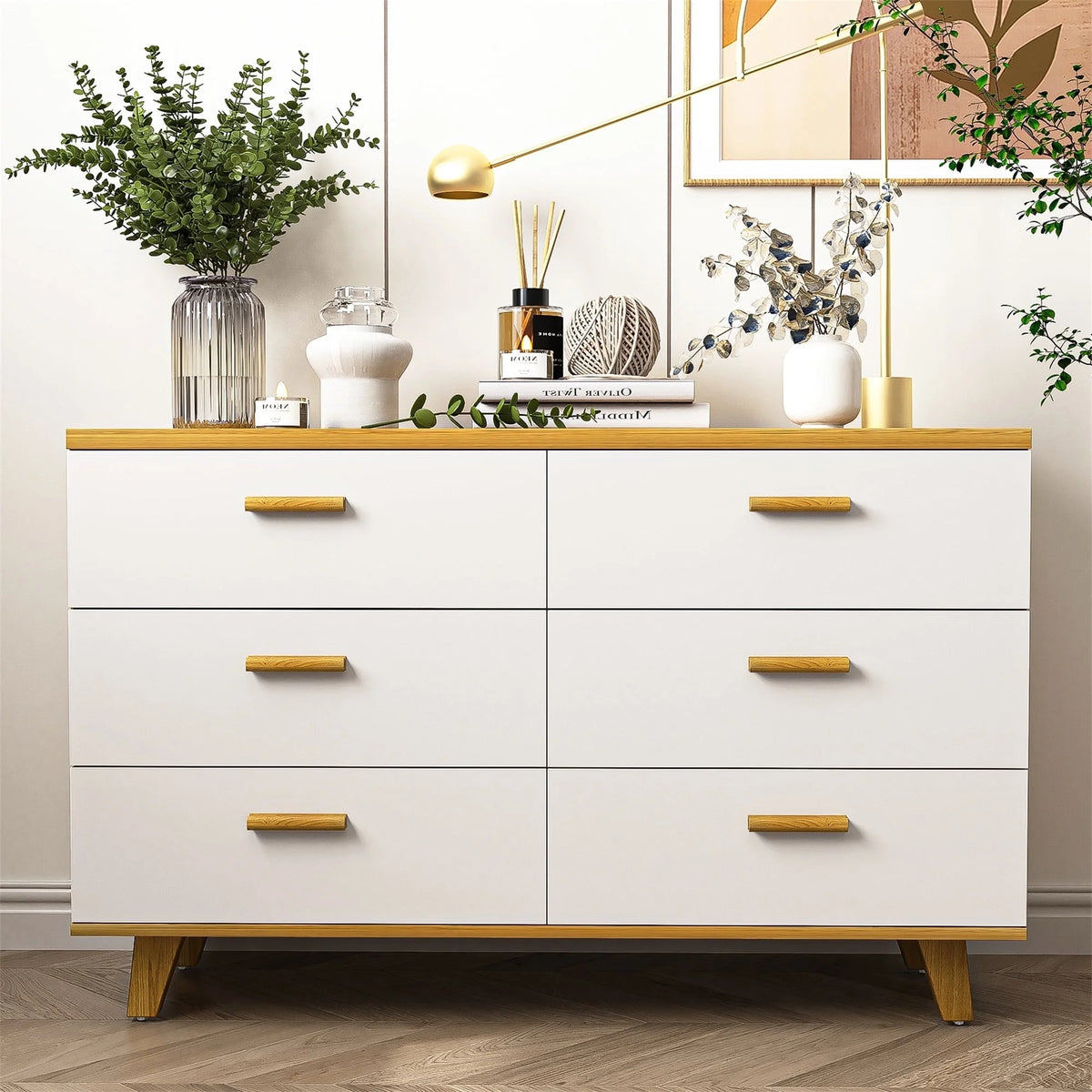 White 6 Drawer Dresser L8822