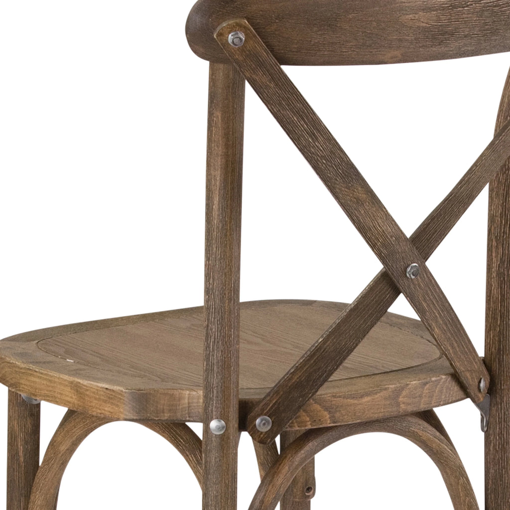 Dark Antique Wood Cross Back Barstool W713