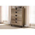 Light Brown Wood 5-Drawer Chest W55647