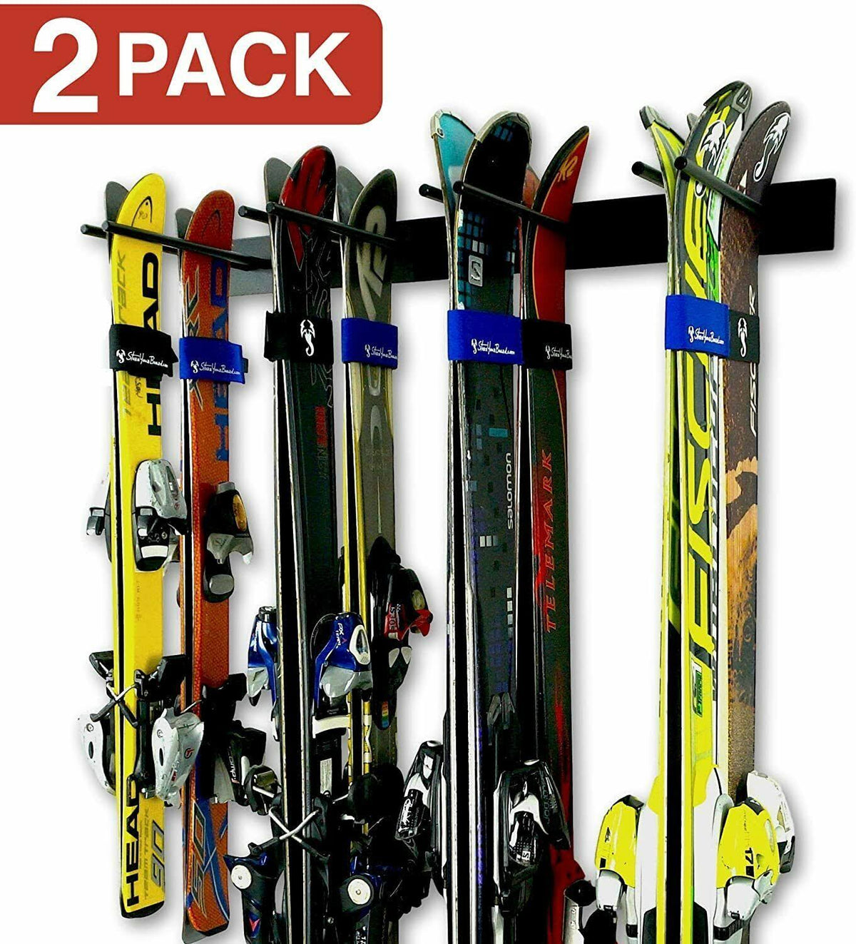 Ski Wall Storage Rack, 2 Pack Holds 16 Pairs, Steel K19533