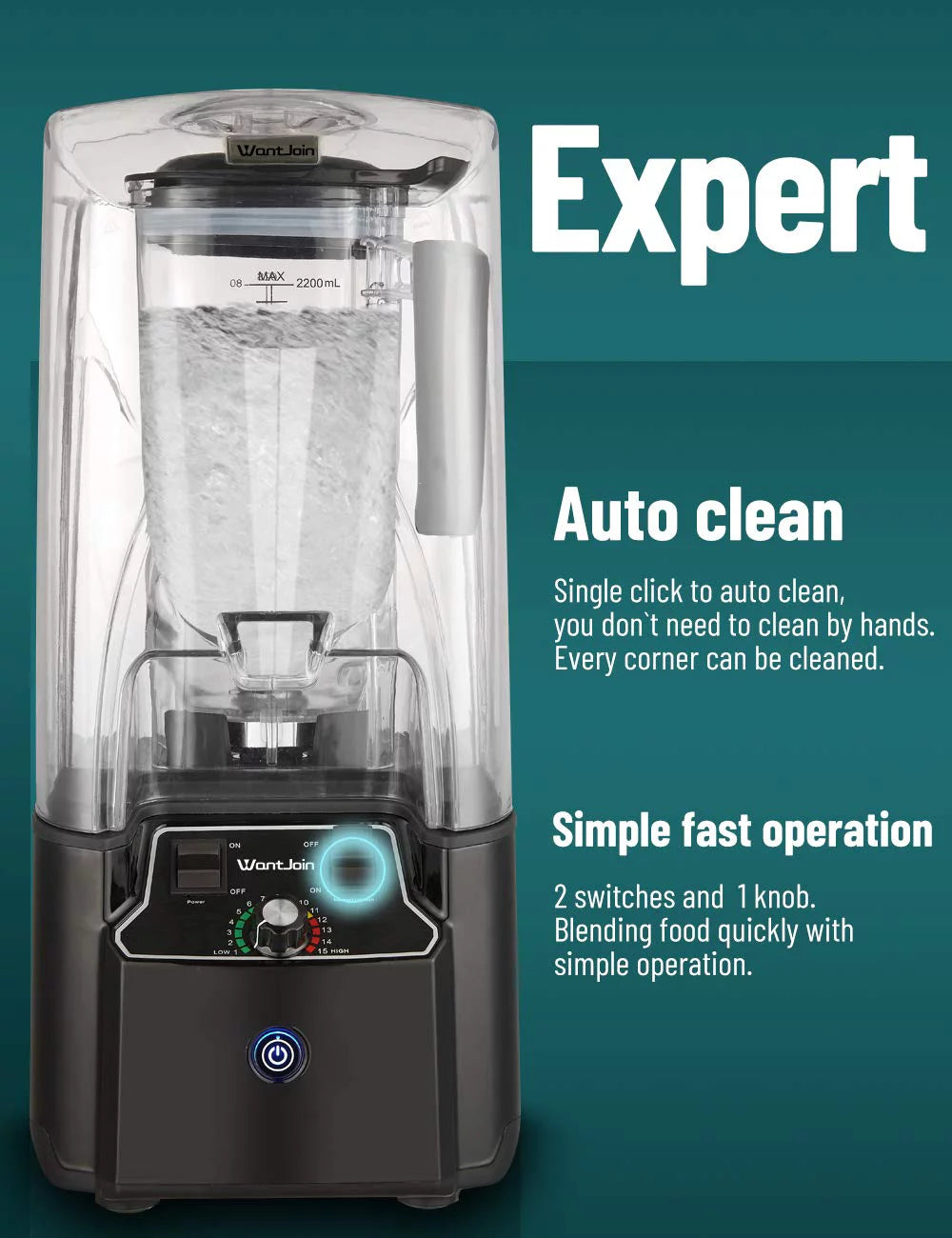 2200W Quiet Shield Black Blender with Sound Enclosure O120263