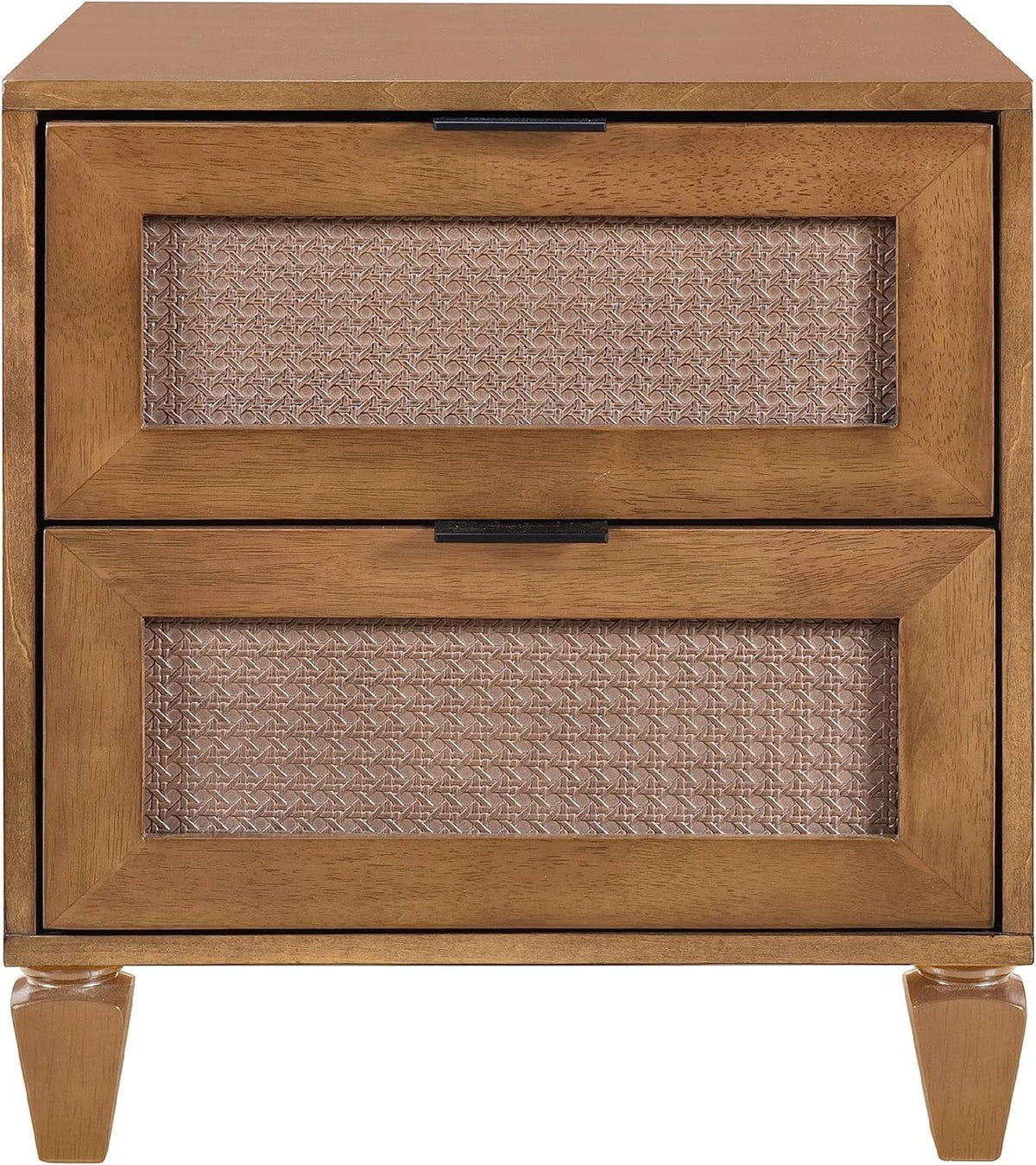 Walnut Rattan 2-Drawer Nightstand I64561