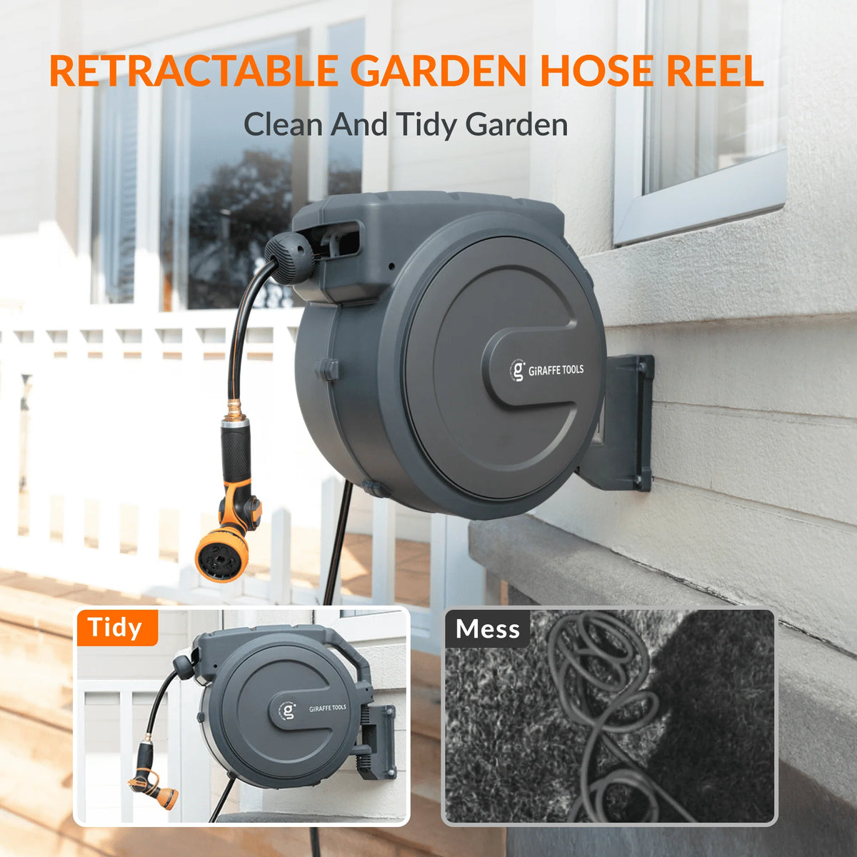 Retractable Garden Hose Reel 5/8in 90ft A49367