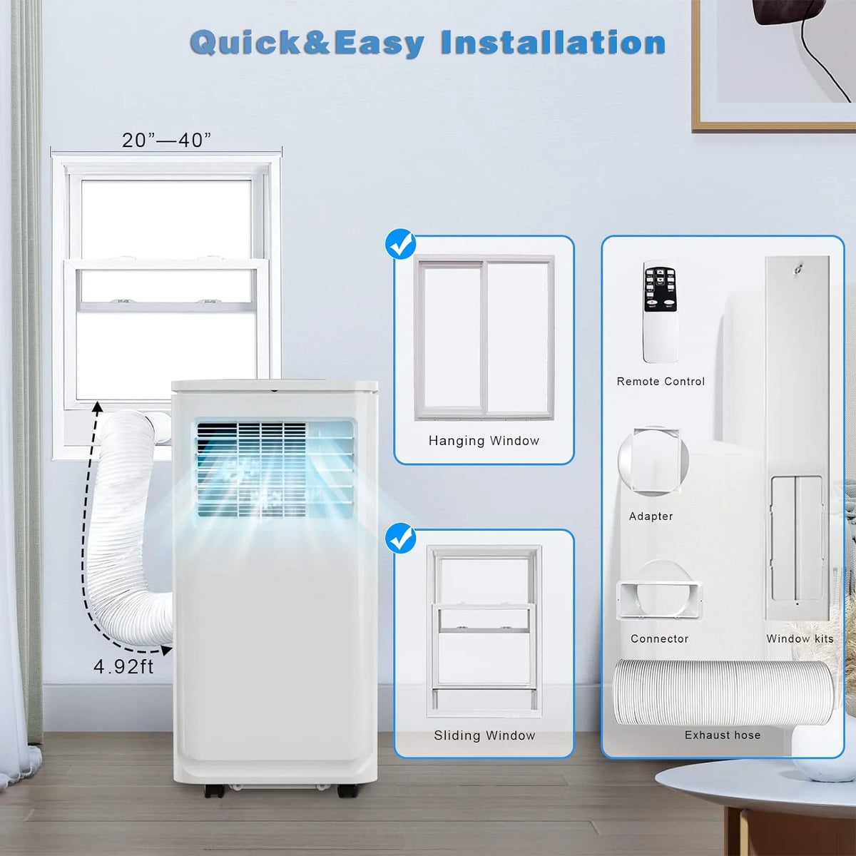 8000 BTU Portable Indoor Air Conditioner with Remote Control X8641