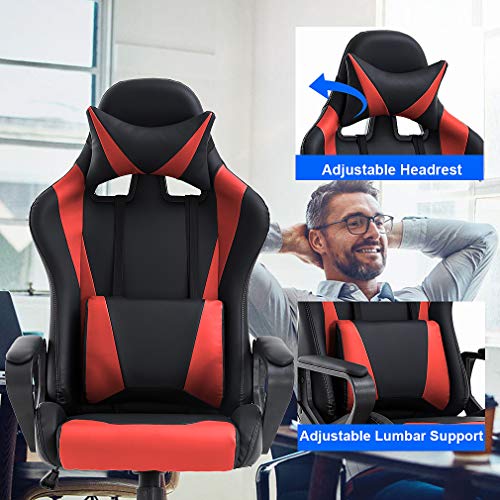 White Ergonomic High-Back Gaming Chair with Lumbar Support U81135