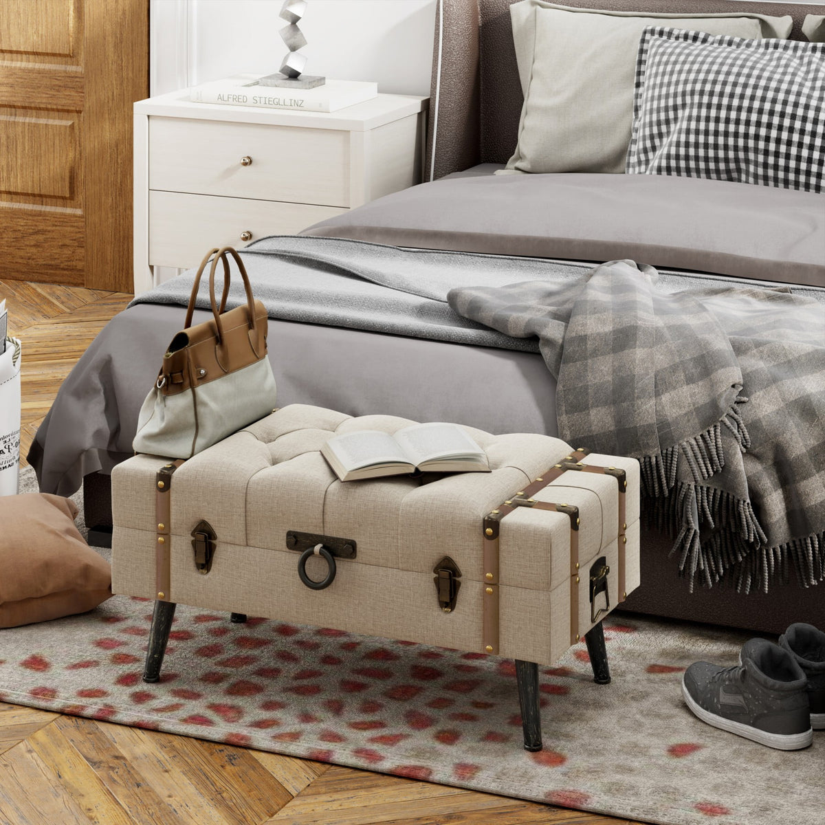 Modern Upholstered Storage Ottoman N53348