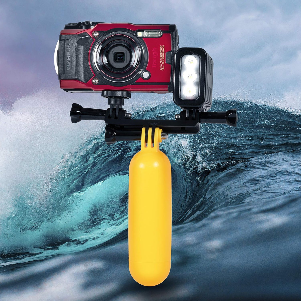 Red Digital Camera with Underwater LED Light and Carrying Case B9106