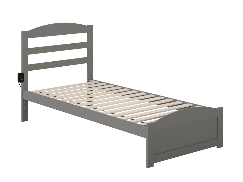 14" Twin XL Grey Wood Platform Bed Frame with Headboard and Footboard Z672