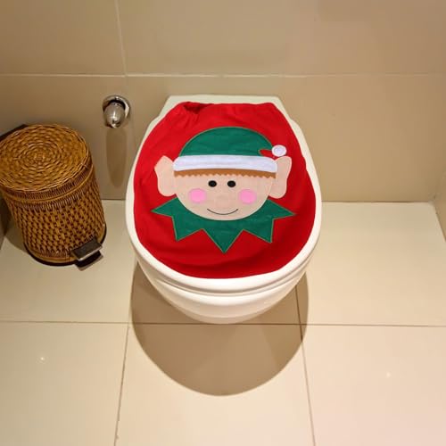 3 Pcs Christmas Toilet Seat Cover and Rug Set U137