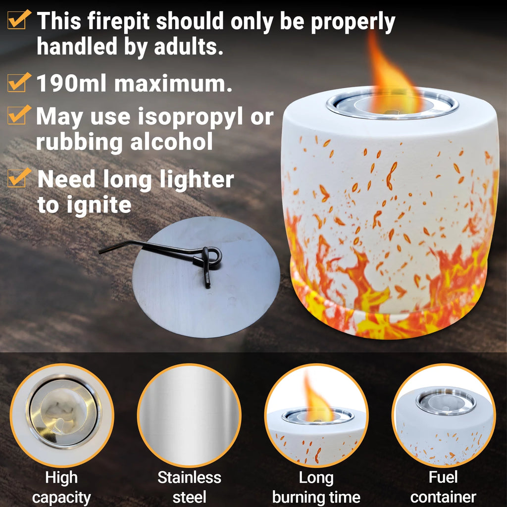 White Round Concrete Bio Ethanol Tabletop Fire Pit M98247